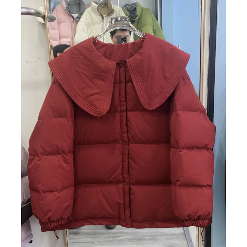 娃娃领加大码羽绒服女200斤胖m2024秋冬新款宽松休闲外套百搭时尚