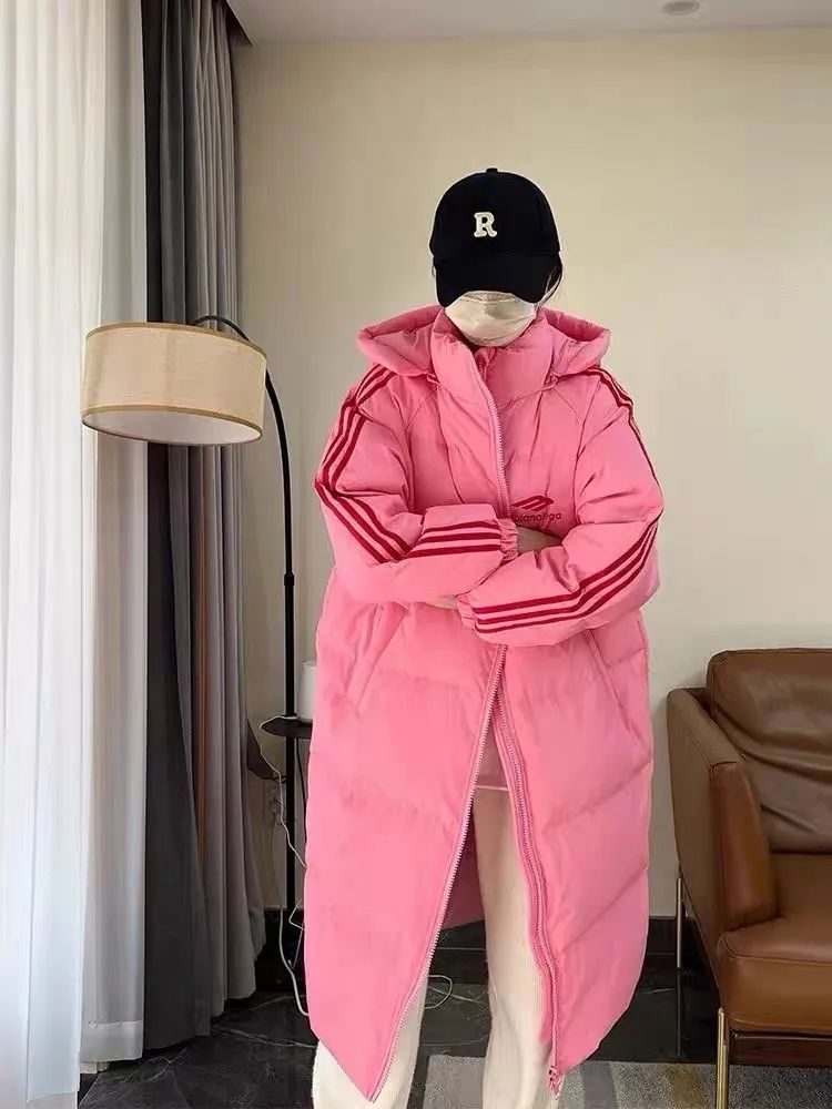 艾菜依羽绒服女冬季装中长款连帽加厚韩版宽松羽绒服面包服保暖外
