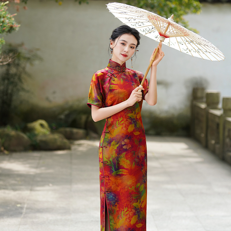 「月时花开」乐锦坊中国风复古时尚气质高端原创古法全开襟汉服旗袍