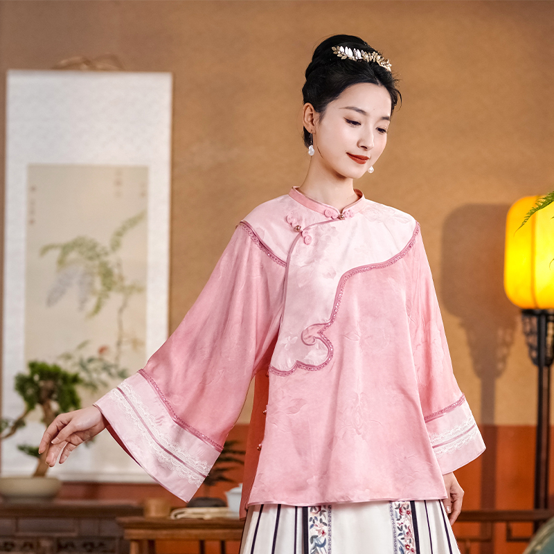 「春风十里」乐锦坊复古中国风手工原创小众日常设计感斜襟汉服上衣