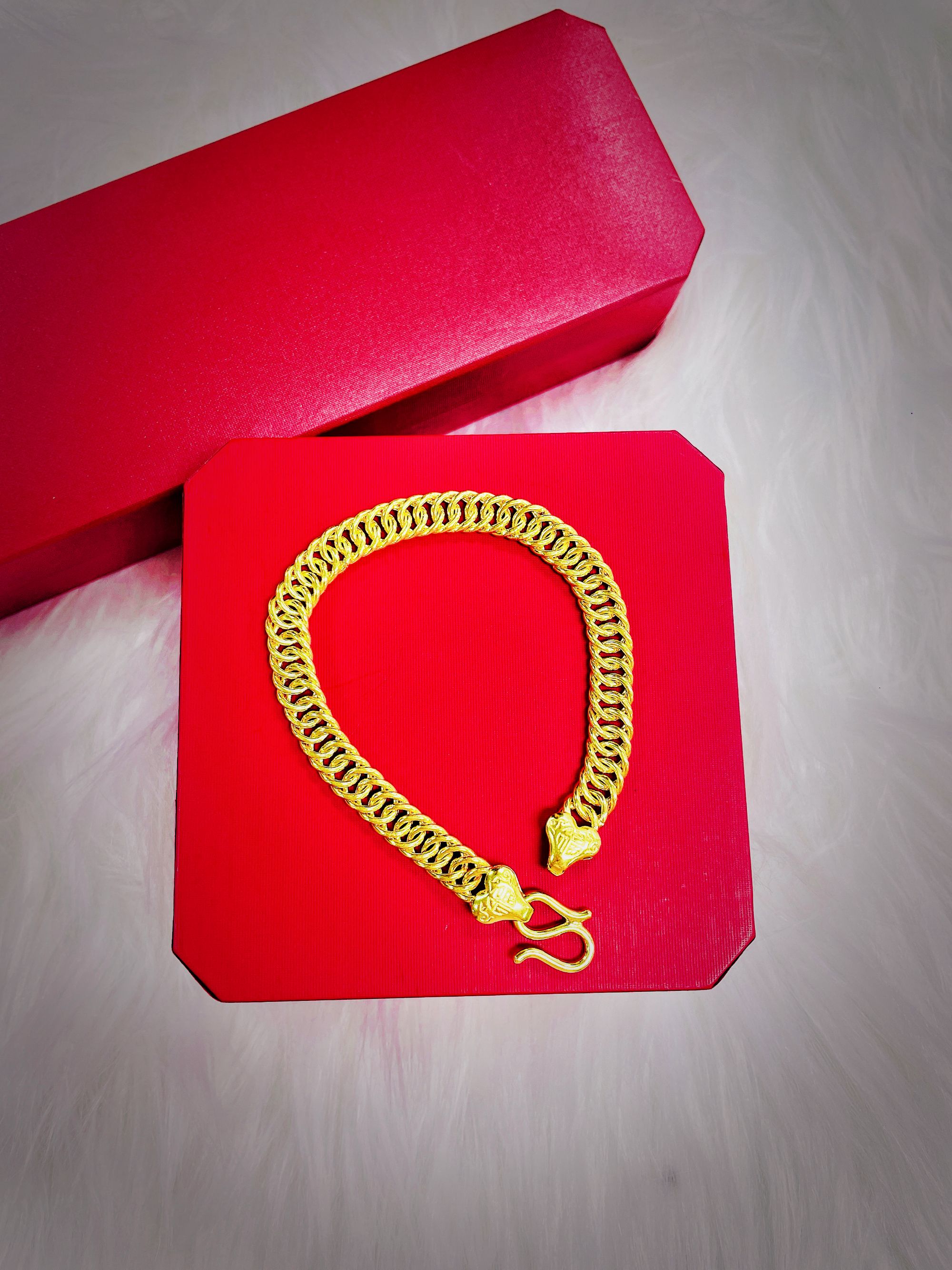 足银手链 老板手链足银外厚包手链M字扣大气时尚简约潮流百搭气质