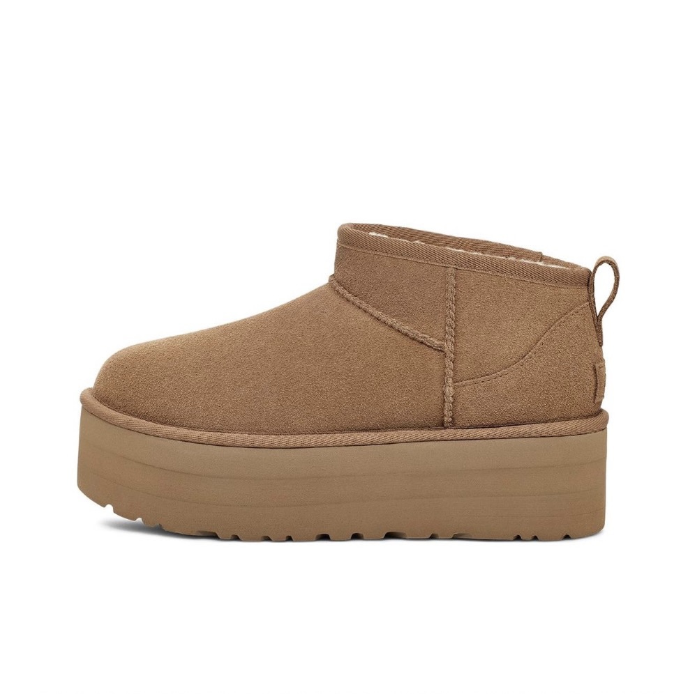 反季正品 UGG 头层牛皮休闲舒适冬季短筒加厚雪地靴女款 栗色