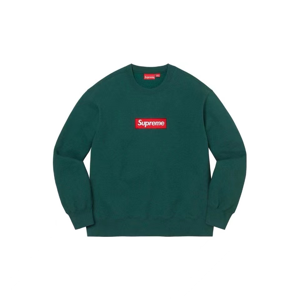 Supreme 经典Logo标志印花加绒圆领套头休闲卫衣 男女同款 春秋