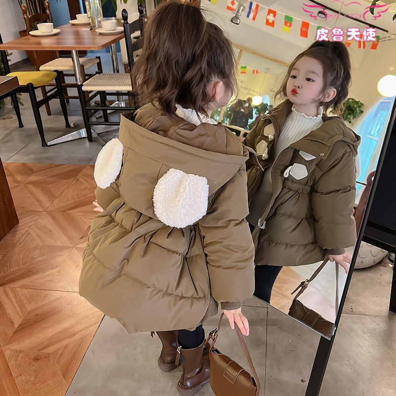 洋气秋冬2023新款连帽外套冬款宝宝儿童棉衣公主棉服女孩棉袄冬季