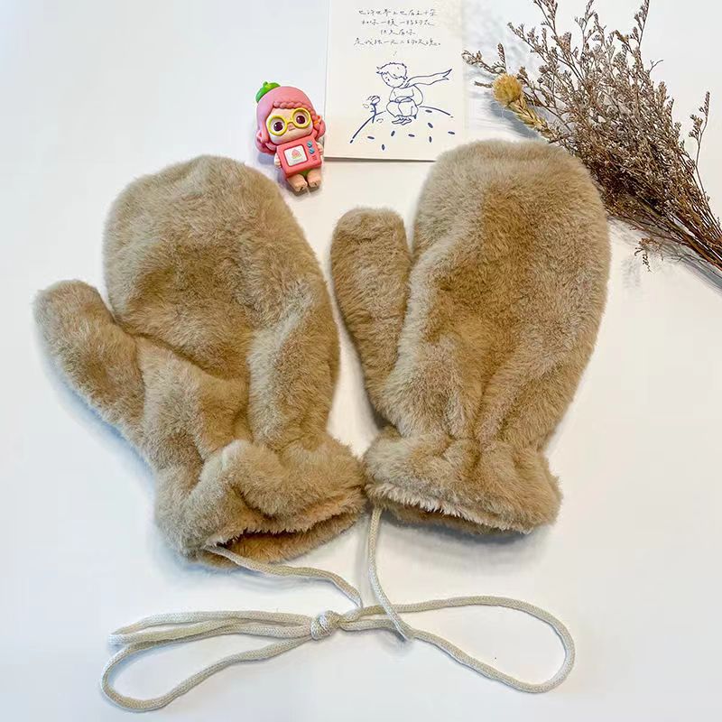 冬季加厚毛绒手套保暖网红骑车防寒时尚手套加绒手套百搭韩版手套