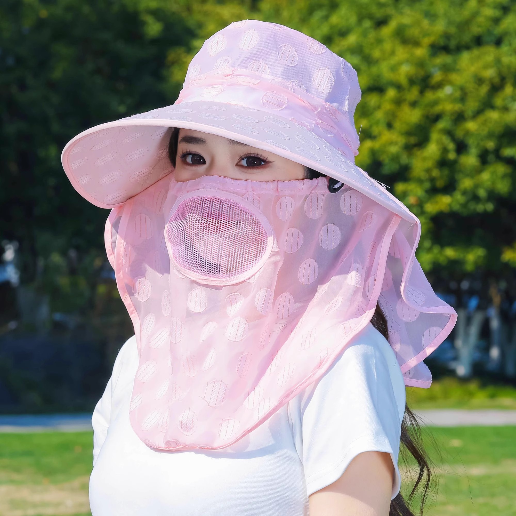 帽子女太阳帽子大沿户外防紫外线采茶骑车防风折叠女款遮阳帽