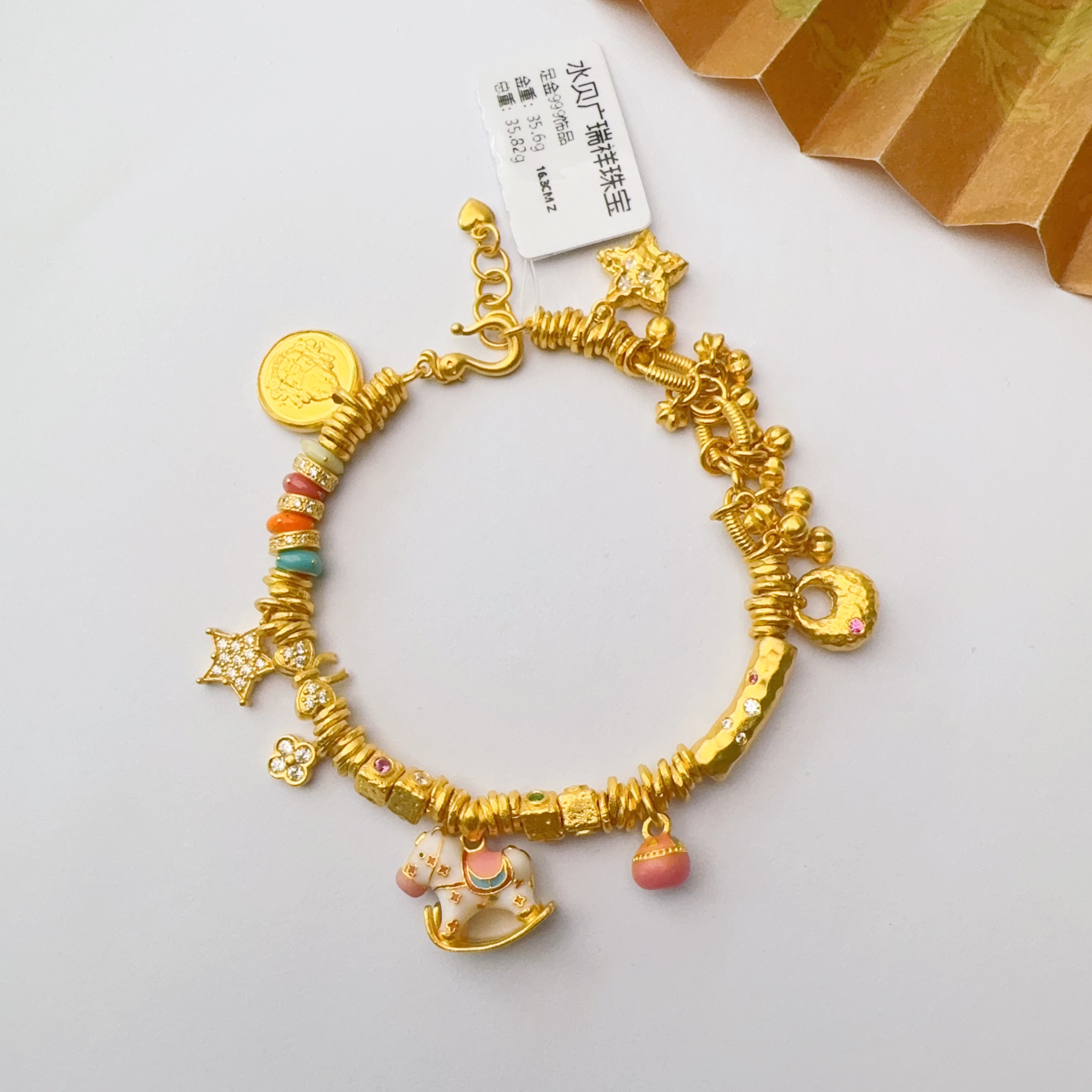 足金999 首饰 卡五木马盘缠手链 35.6 16.3cm总长 zh