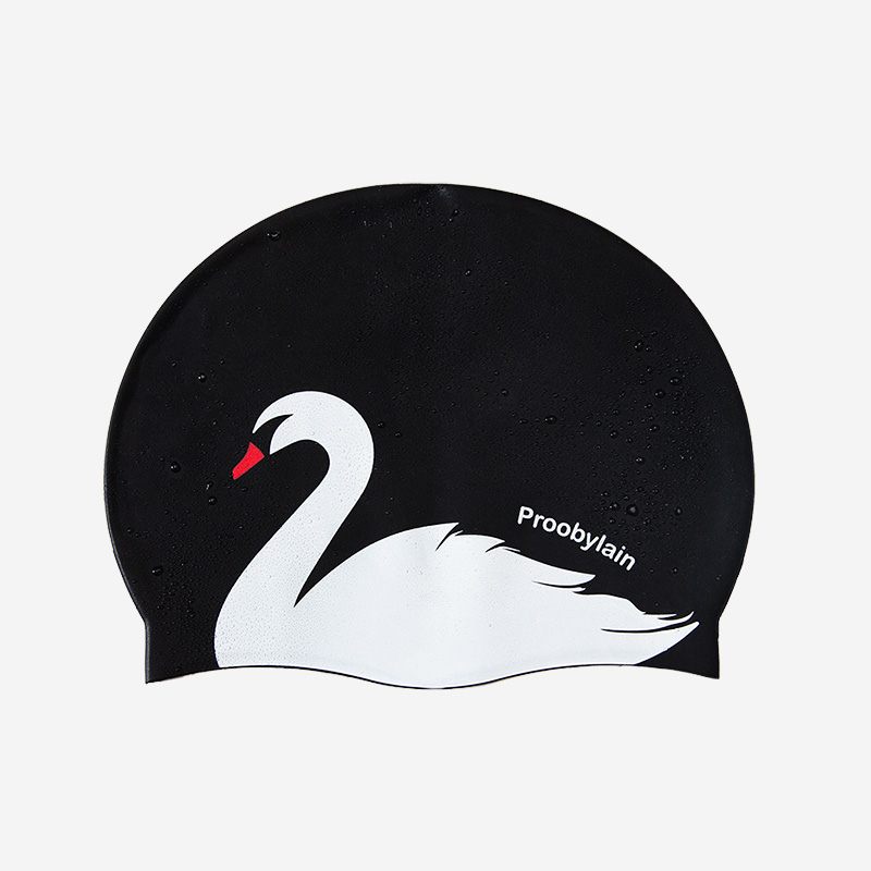 PROOBYLAIN-【天鹅】硅胶泳帽防水护耳长发不勒头加大版运动游泳帽
