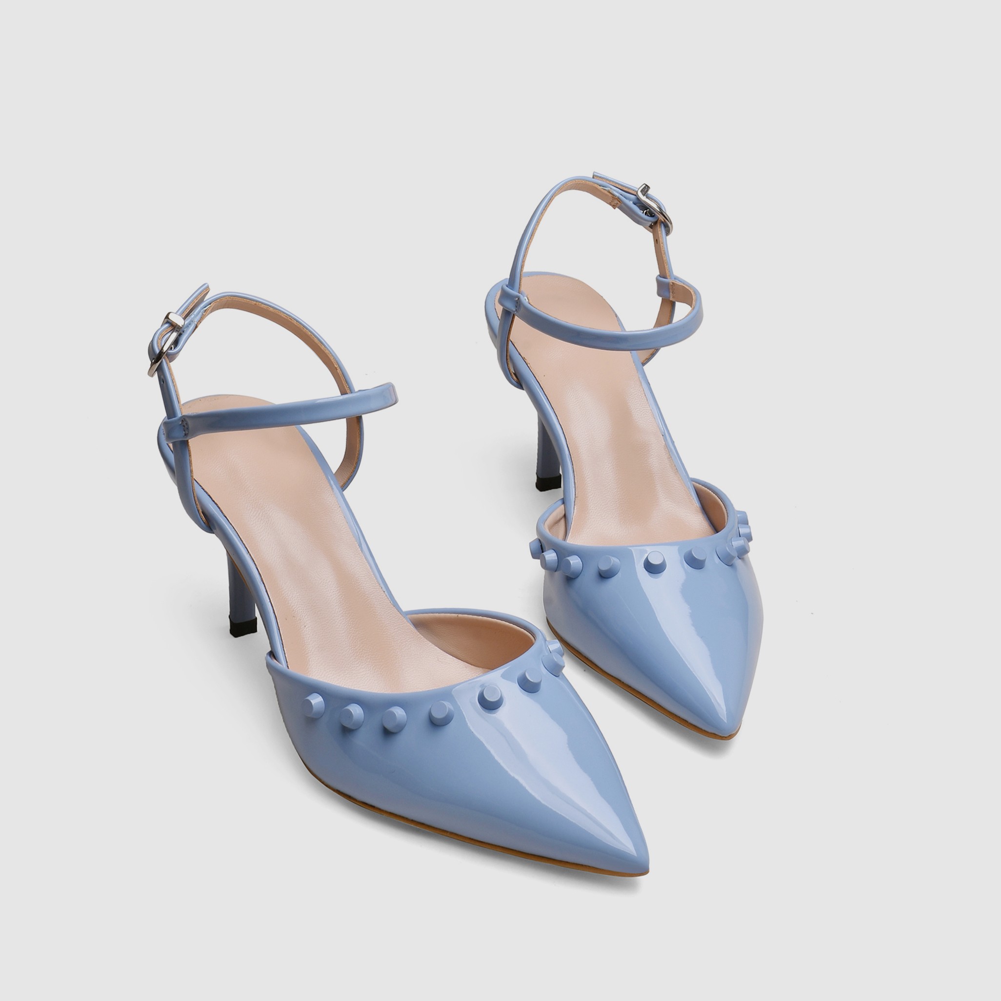 【伢伢家】四九直播备注福利女鞋裸色10厘米红底细跟侧空单鞋女