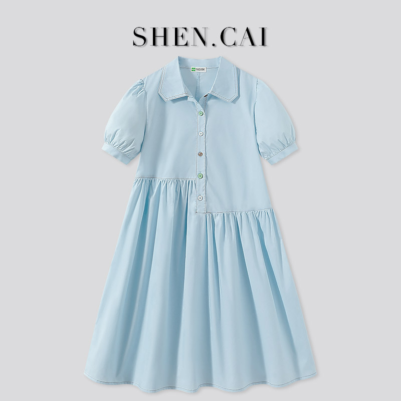 女童连衣裙夏装新款初高中学生中大童薄款气质裙夏季女孩甜美裙子