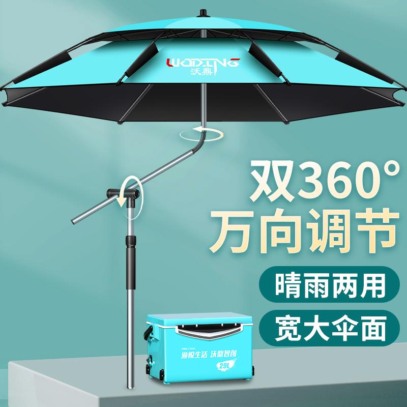 新款拐杖钓鱼伞 大钓伞加厚黑胶手杖雨伞防暴雨防晒遮阳伞