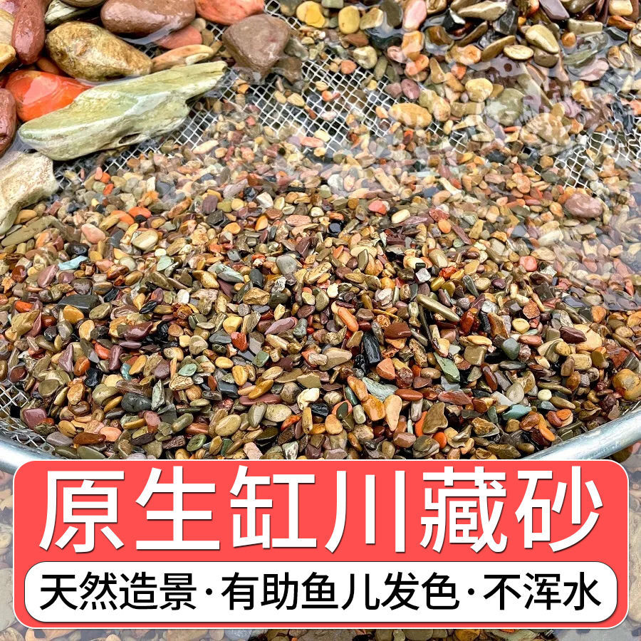 天然原生态溪流沙鱼缸生态造景溪流石原生底砂庭院装饰石川藏砂