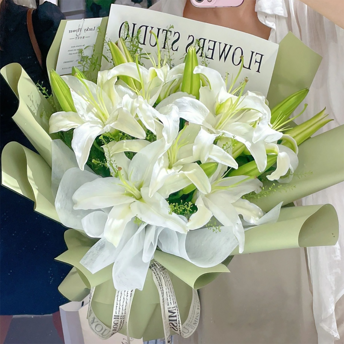 【美好优雅】19朵白百合鲜花花束送妈妈婆婆送长辈领导鲜花小时达同城花店鲜花订购送花上门