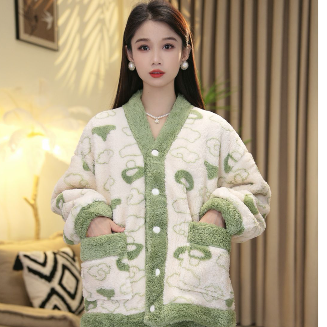 2025年新款秋冬季新品柔软加厚保暖居家女士睡衣家居服可外穿CCC