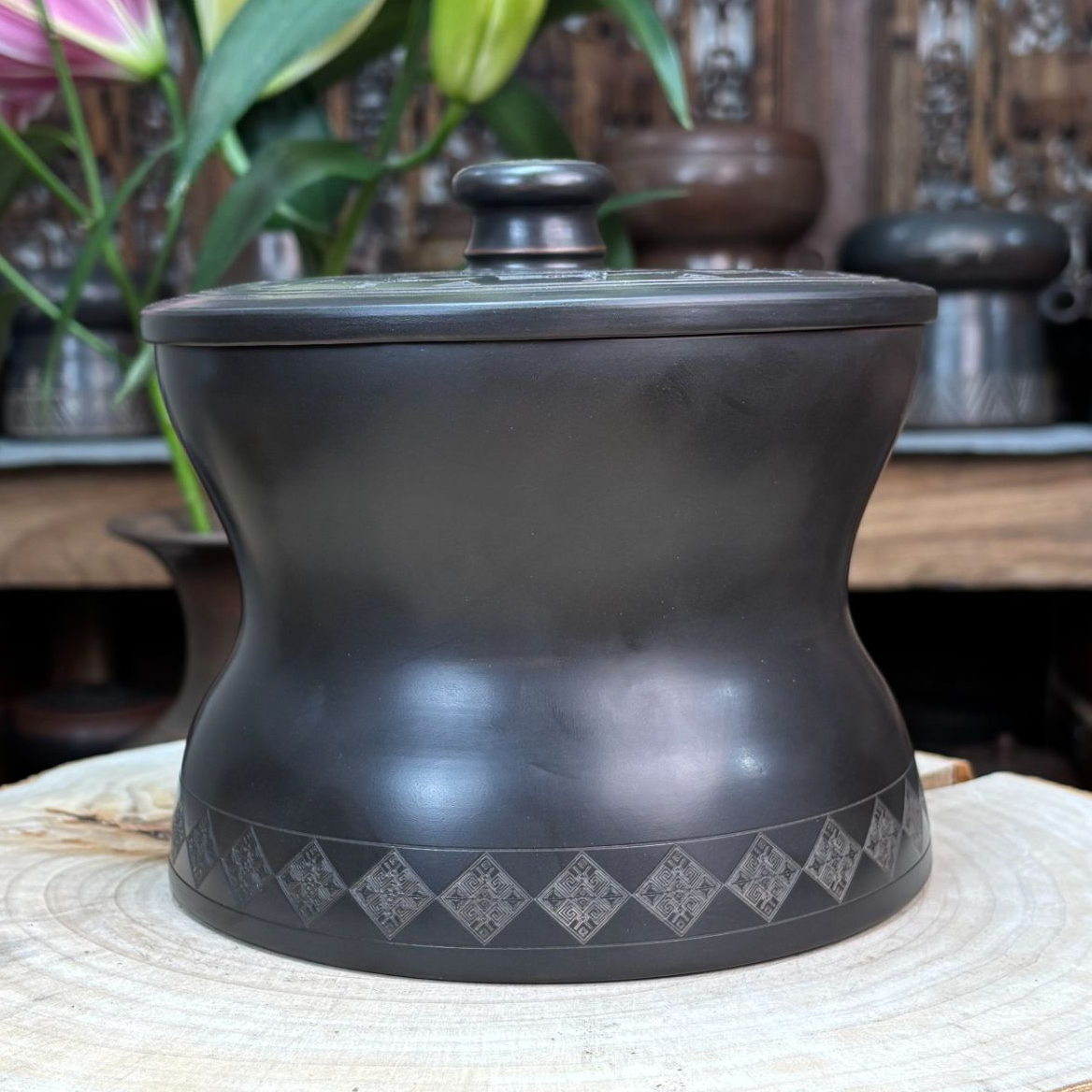 【全家福铜鼓罐】钦州坭兴复古茶叶罐罐子储存密封罐存茶罐醒茶罐