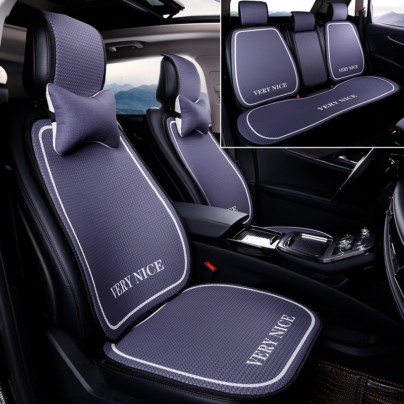 汽车坐垫冬季亚麻座垫半包小蛮腰四季通用卡通车垫可爱时尚座椅垫