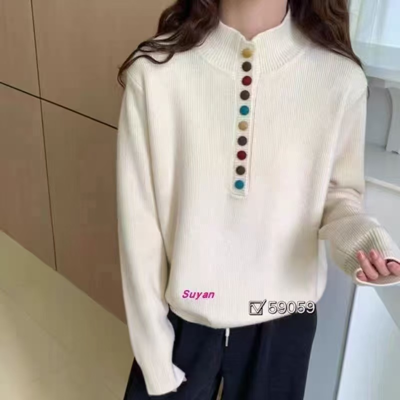 2024款彩扣半高领毛衫151