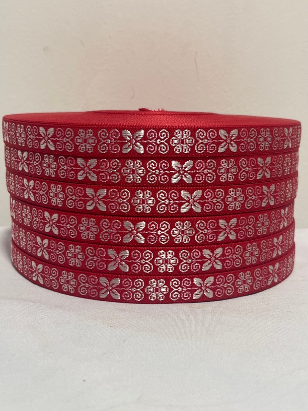 1.3厘米宽大红色民族风织带花边