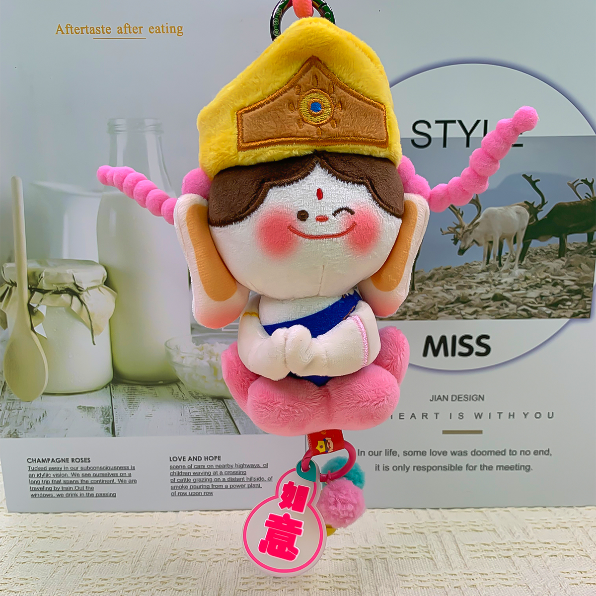 【精品】辫子佛大同文创纪念品佛小伴家居毛绒玩偶钥匙扣汽车挂件