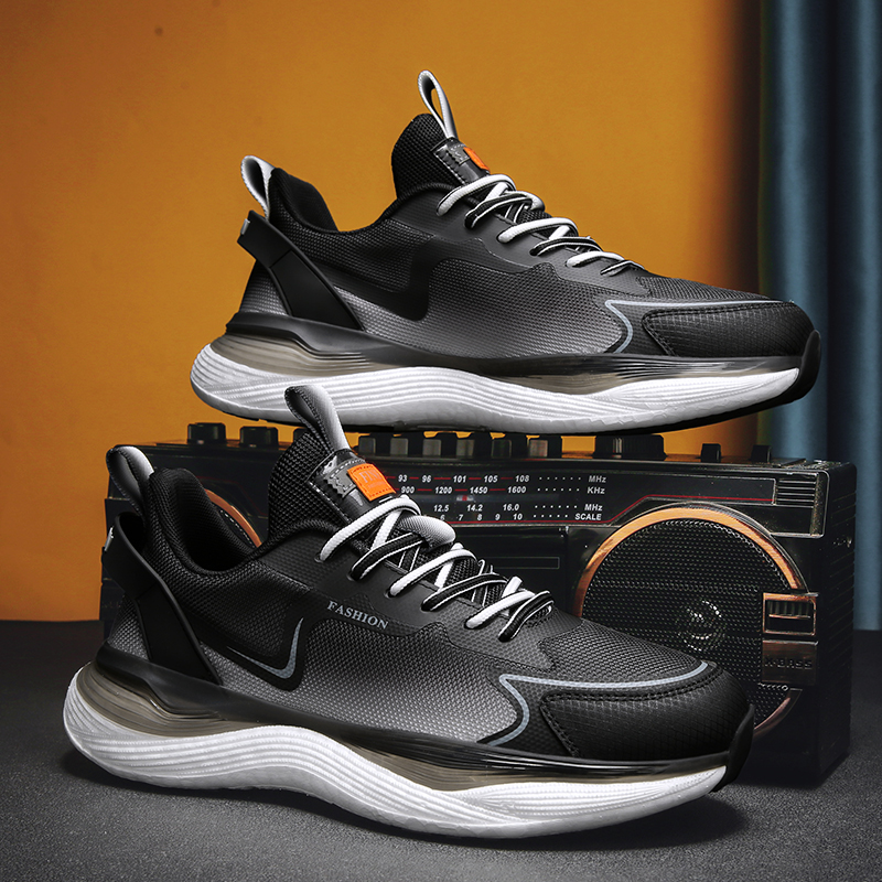 新款潮流运动男鞋春夏网面透气跑步休闲鞋男士爆米花软底老爹潮鞋