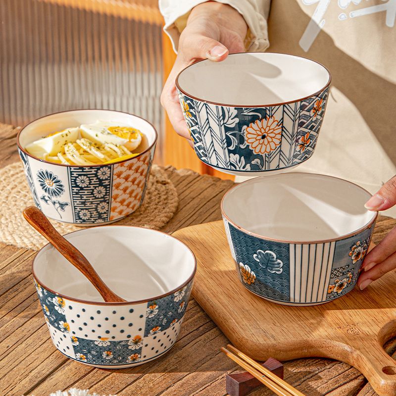 陶瓷直身碗高颜值4.5英寸饭碗沙拉水果碗餐具套装家用喝汤吃饭碗