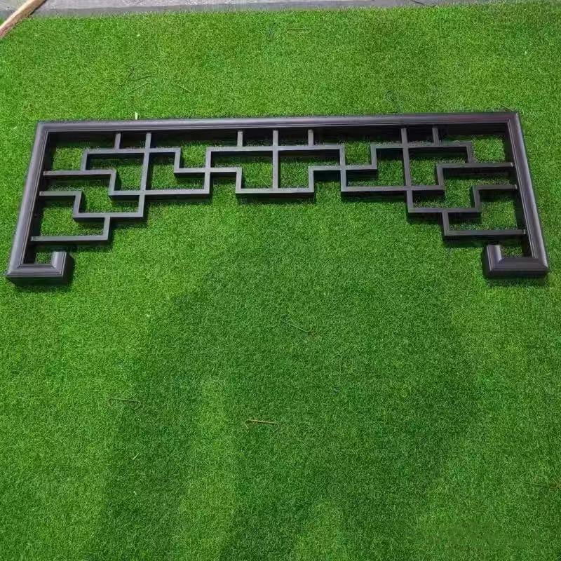 铝合金中式铝挂落门楣铝花格铝代木构件长廊木纹角花定制工厂定制