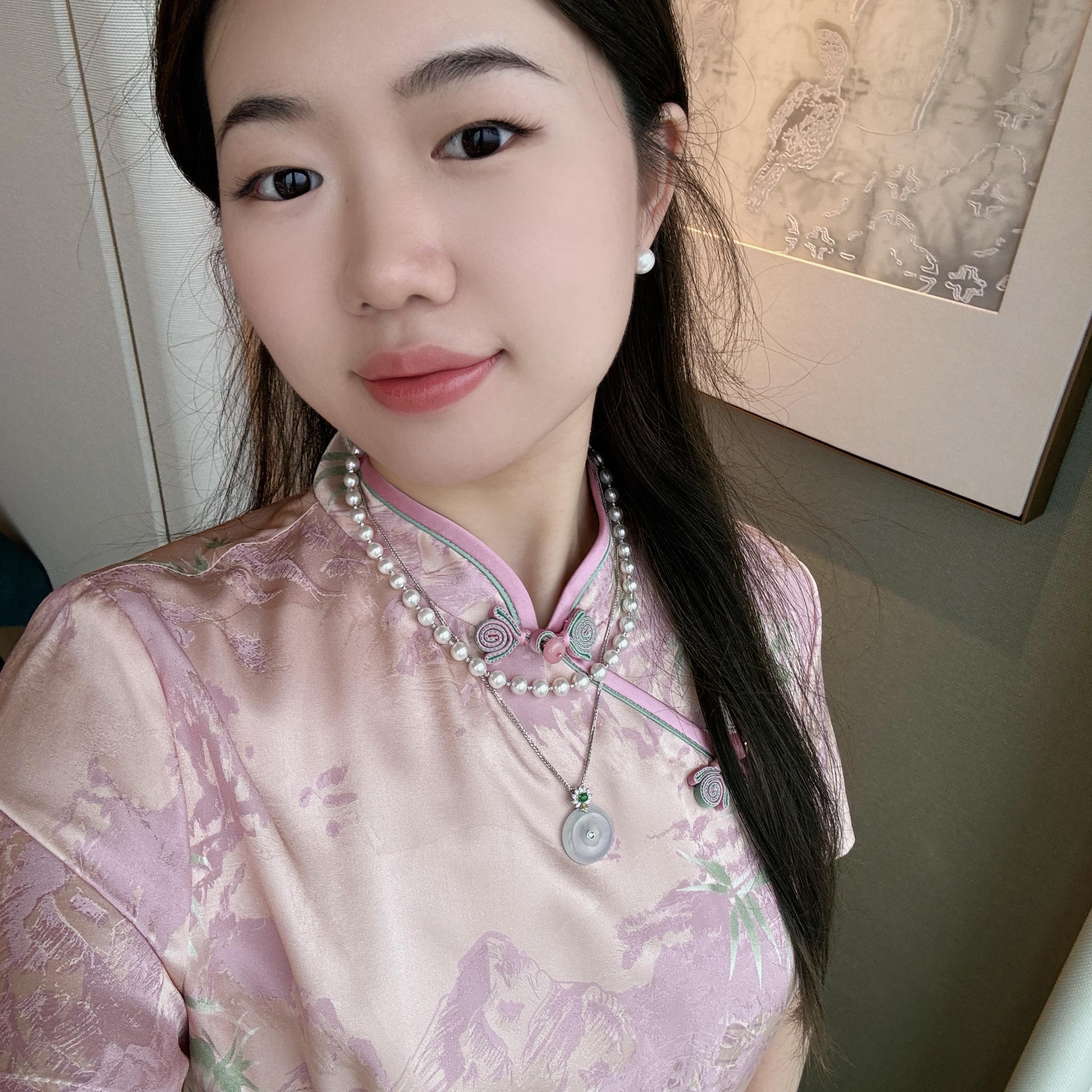 花滿林小立领斜门襟盘扣35MM提花真丝桑蚕丝连衣裙8222