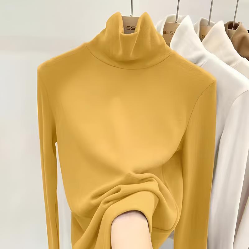 复古春秋冬洋气内搭保暖显瘦纯色高街长袖上衣女小众修身打底内衫