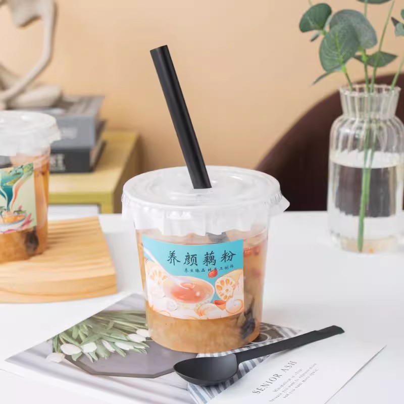 加厚藕粉杯一次性耐高温桂花坚果藕粉商用摆摊高颜值热饮杯带盖