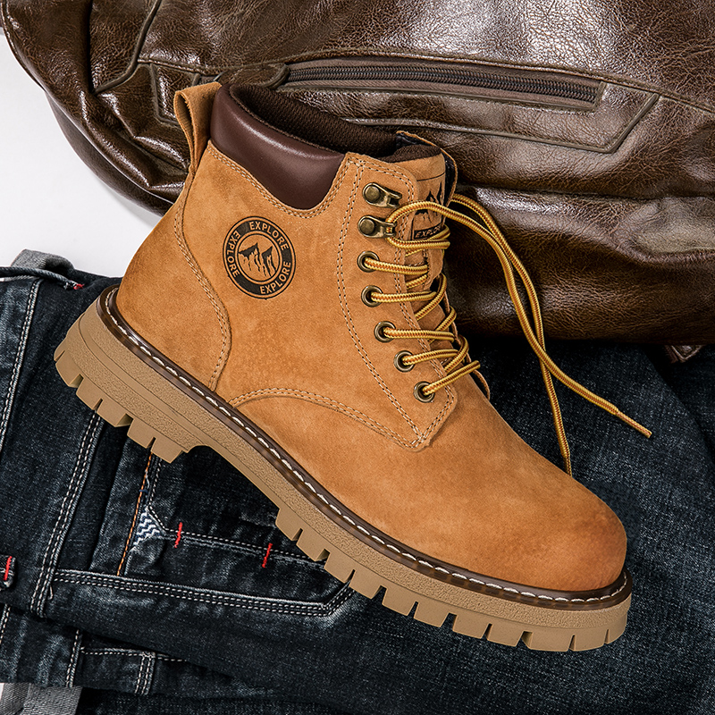 2025秋冬新款情侣马丁靴高帮增高工装靴