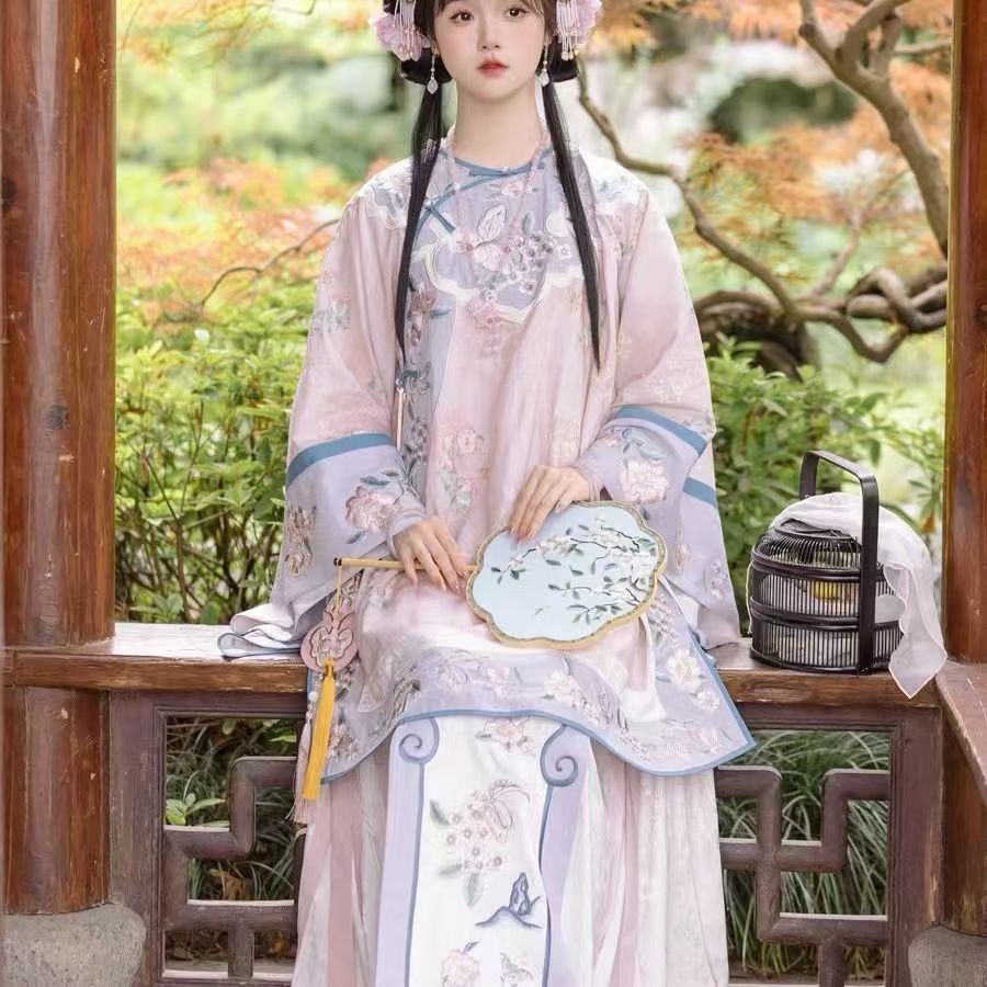 晋商少奶奶【小满】清汉女复原斜襟圆领汉服民族服印花曹县马面裙