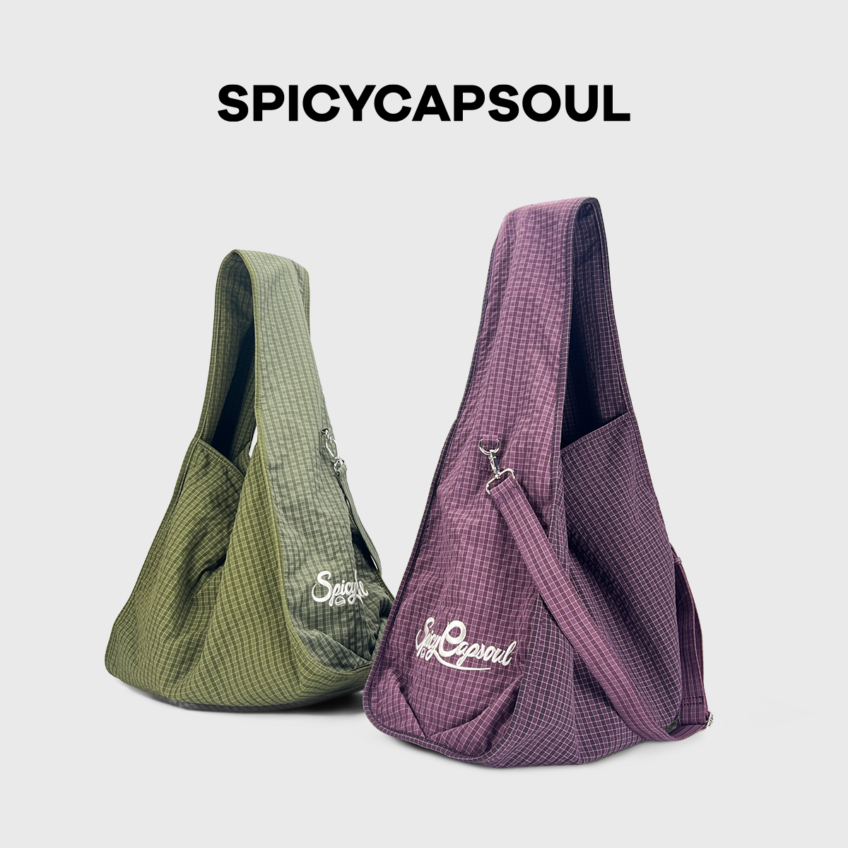 【迷幻华夫格】SpicyCapSoul冲锋衣防水面料刺绣宽肩带大托特包斜挎