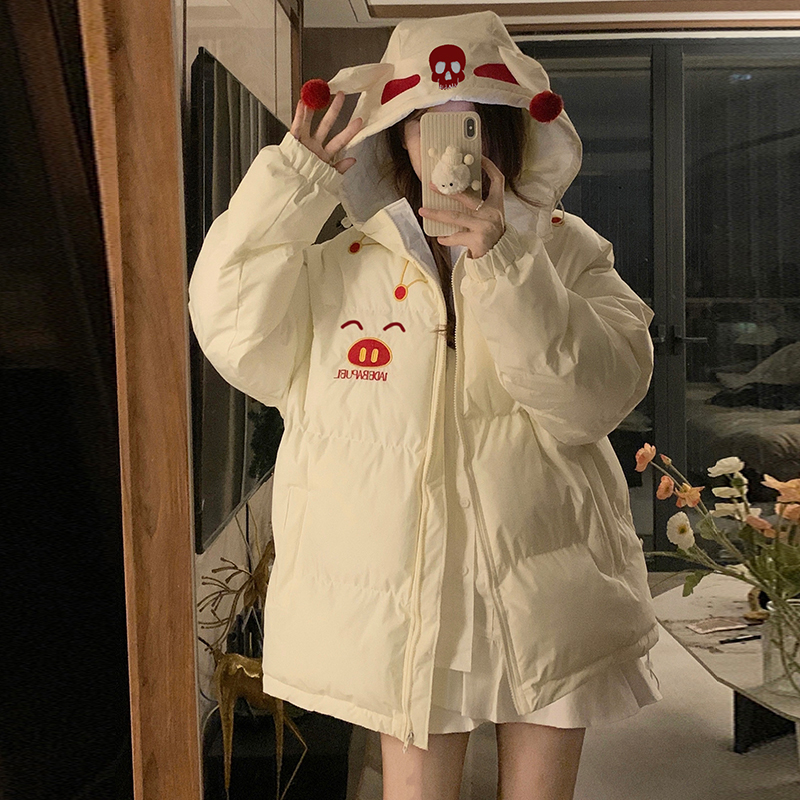 美式男冬季加厚连帽棉服新款设计感小众学生棉衣宽松长款棉袄外套