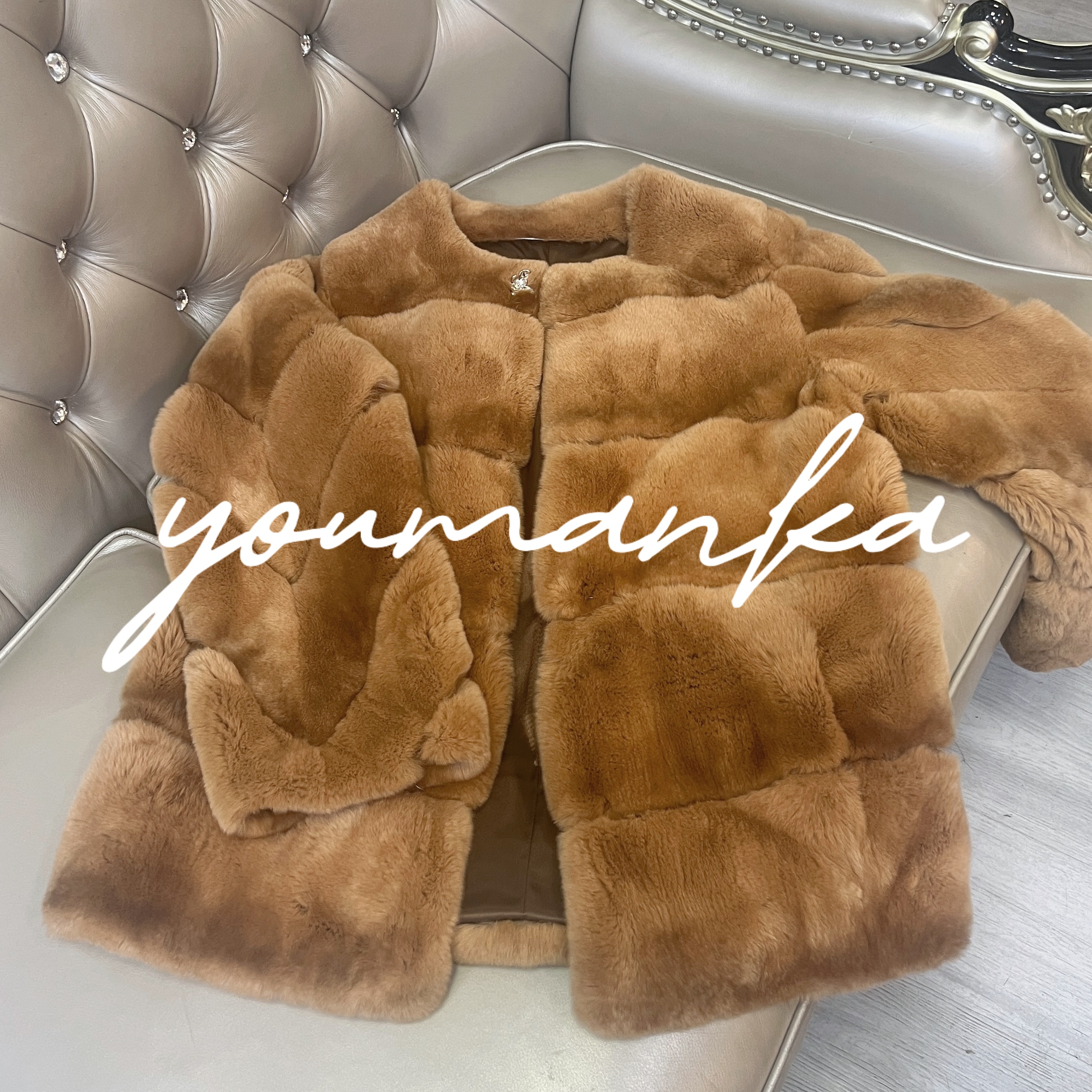 中长款轻奢青紫龙猫兔外套2d569c 70公分