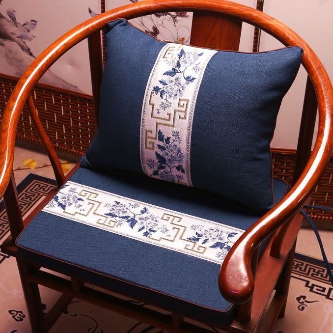 中式古典椅垫红木沙发垫亚麻棉麻圈椅垫官帽椅垫皇宫椅垫茶桌椅垫