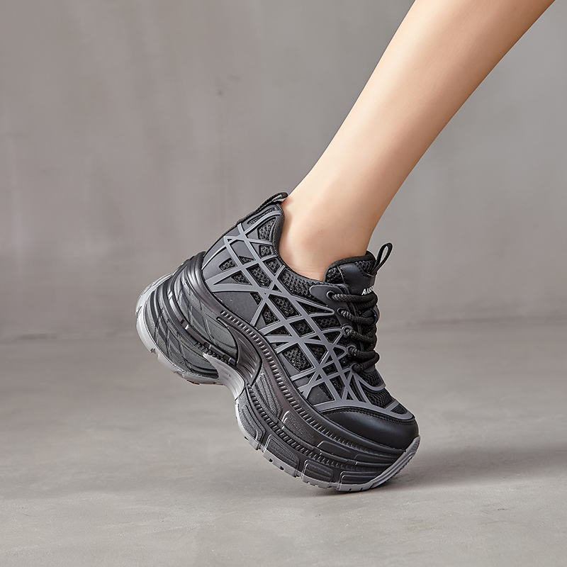 艾格鸟增高9cm老爹鞋女2025秋季新款小个子运动鞋厚底内增高女鞋