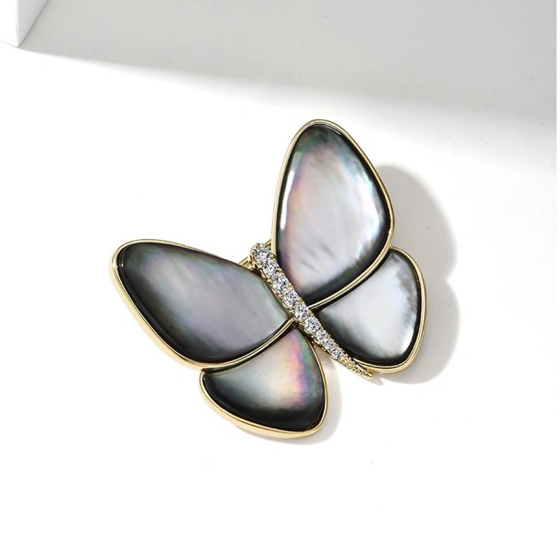 铜合金合成锆石胸针 【破茧成蝶】黑蝴蝶轻奢高档大气百搭胸针XZ967