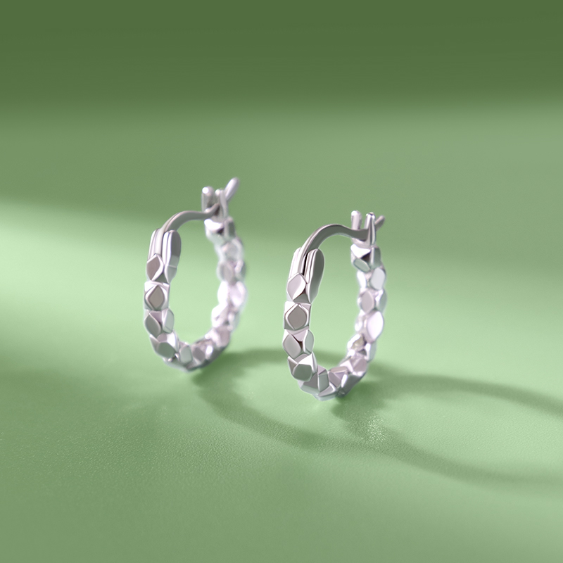 足银耳饰 999纯银耳扣女碎银几两耳环男精致简约百搭养耳洞EK127