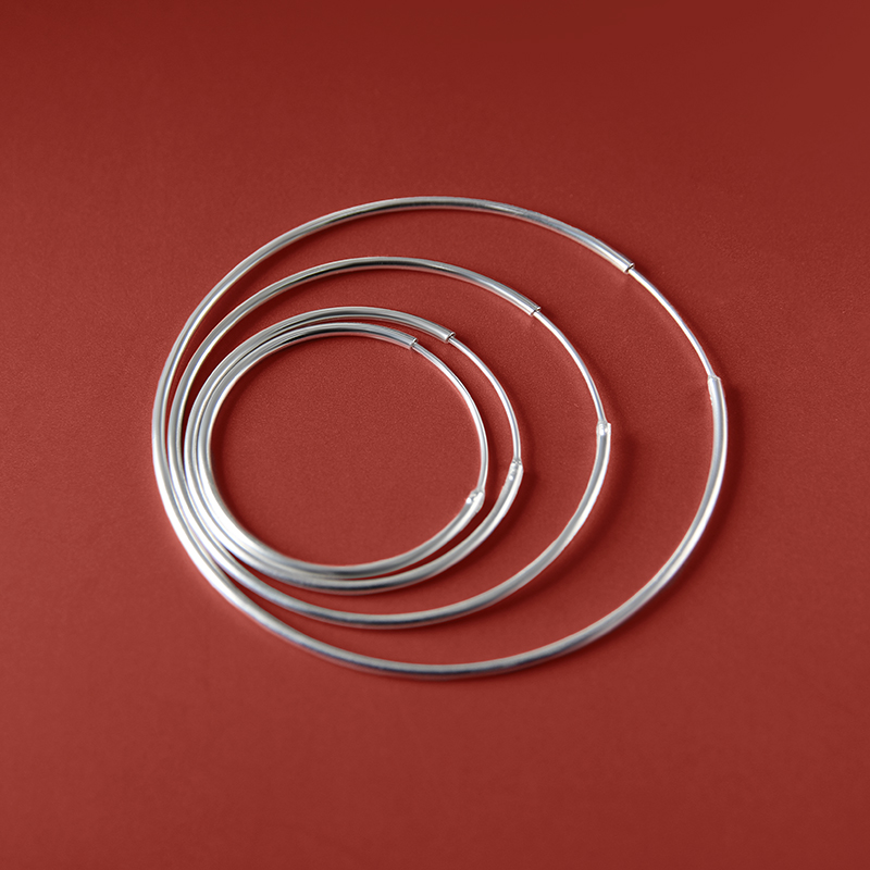 925银耳饰 纯银耳圈女大耳圈简约时尚素圈韩版个性百搭耳环EQ15