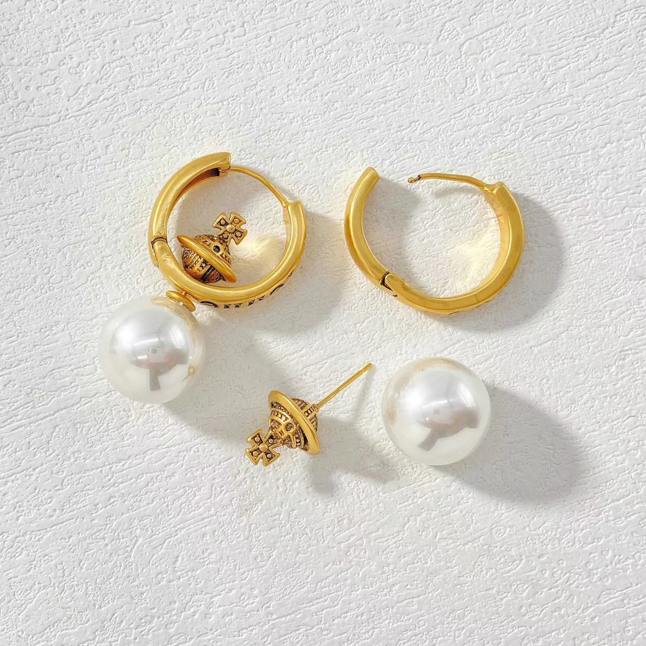 铜合金耳饰 木木（RZ6219） 做旧土星两种佩戴耳钉耳饰