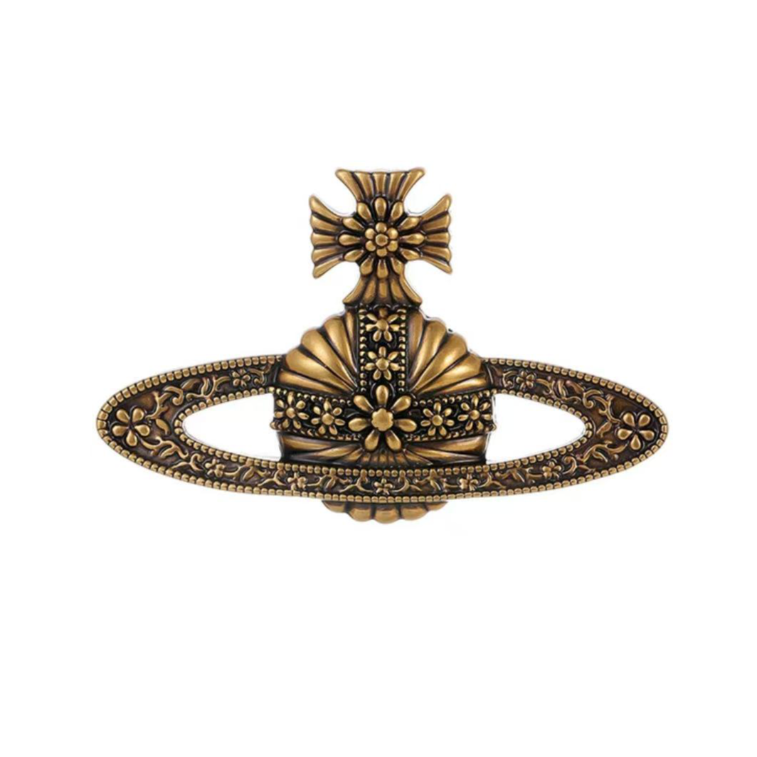 铜合金胸针 木木（RZ6256）做旧复古雕花土星胸针