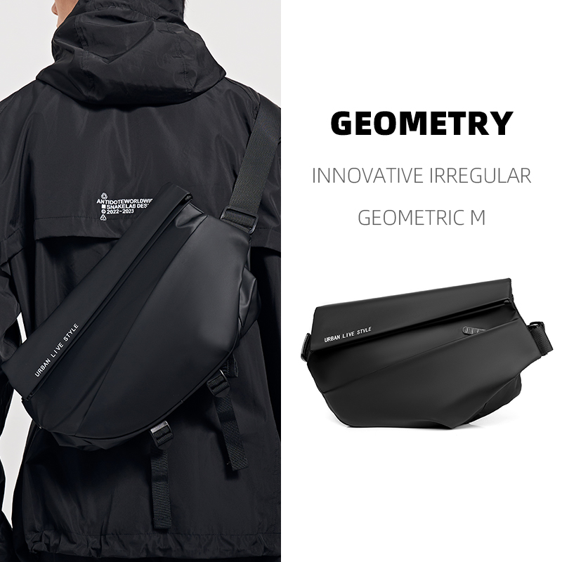 男士斜挎包大容量胸包男款骑行机车机能磁吸扣单肩包运动背包潮牌