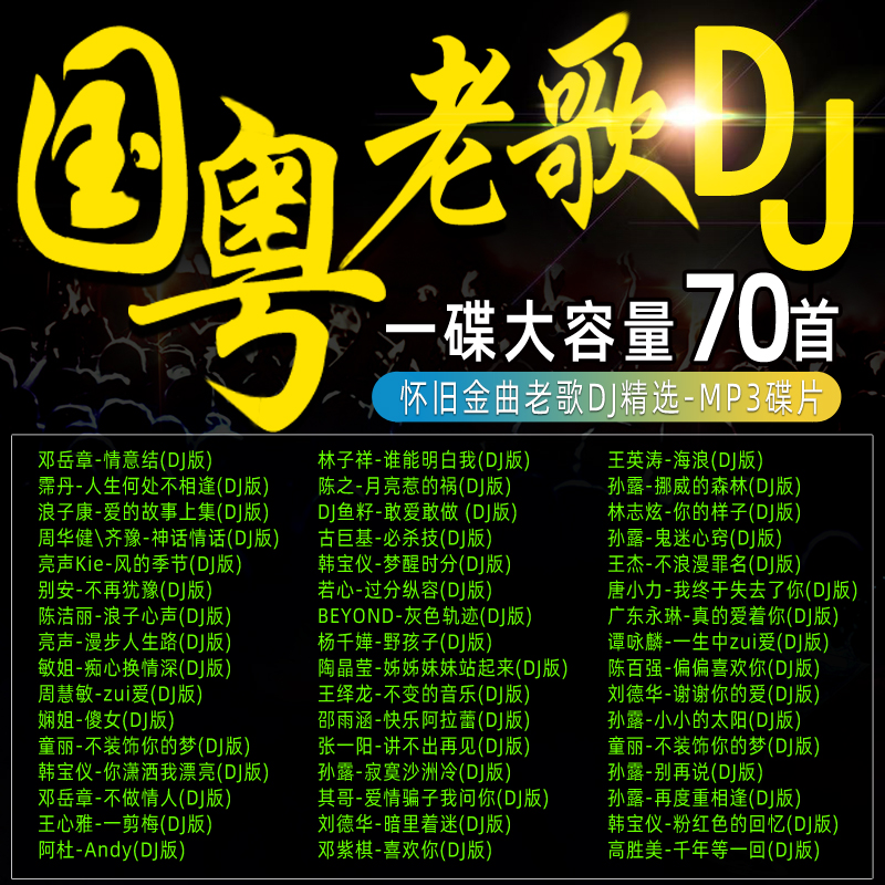 汽车载cd碟片国粤语经典老歌dj大容量mp3劲爆重低音带歌曲光盘1碟