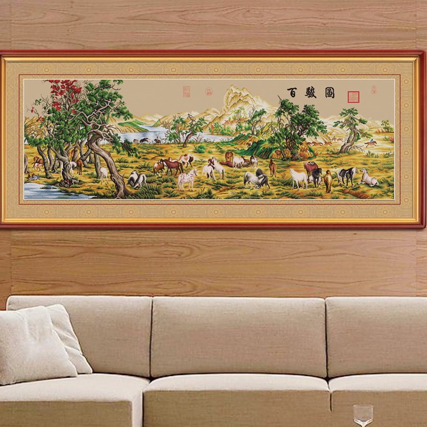 CMC十字绣百骏图印花