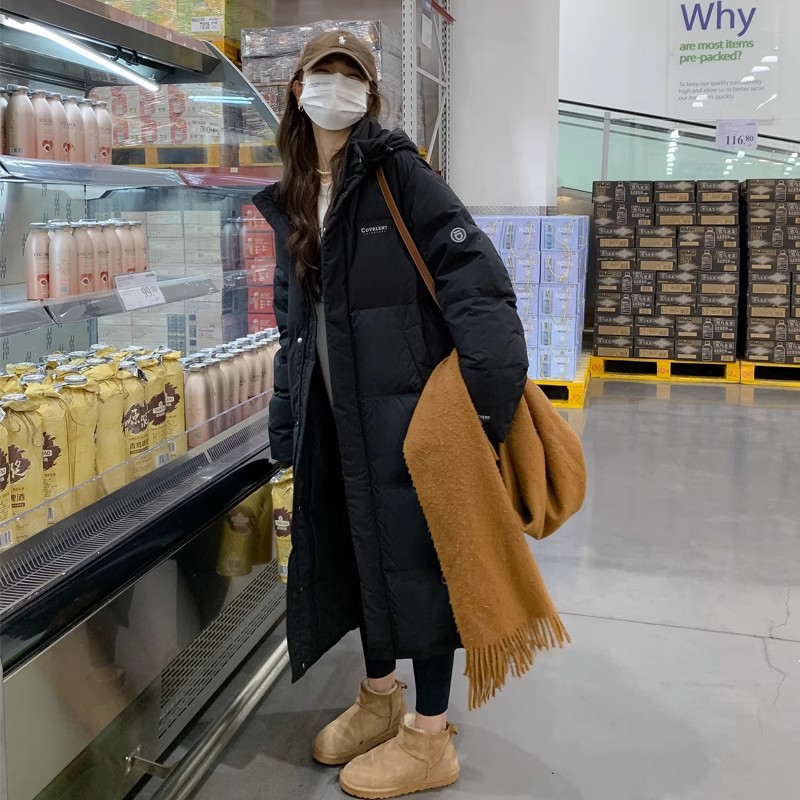 羽绒服2024新款保暖外套年女中长款过膝加厚宽松情侣面包服白鸭绒
