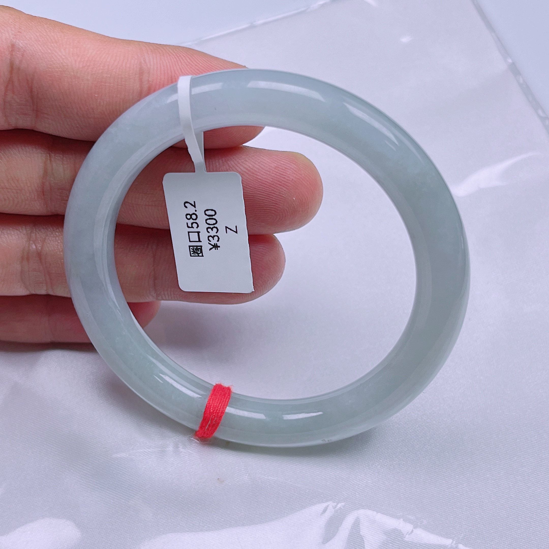 缅甸天然A货翡翠圆条手镯58.2圈口