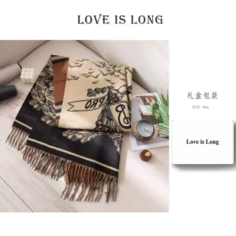 Love is long高档战马格子保暖双面加厚围巾披肩冬季女