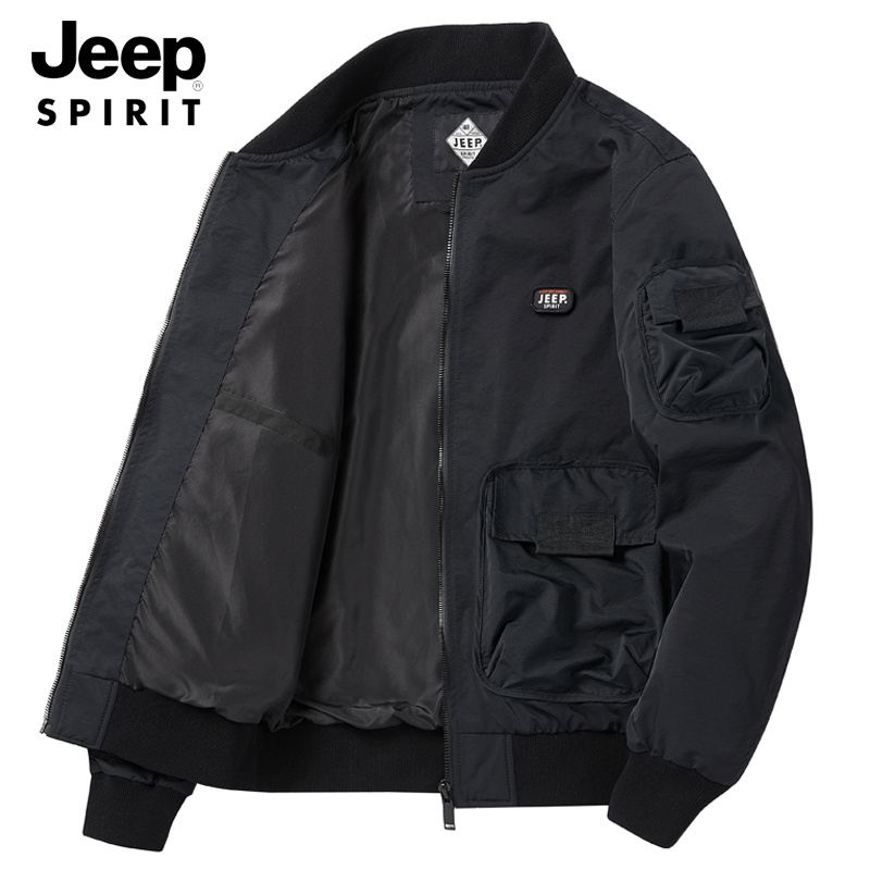 JEEP SPIRIT时尚男士工装夹克春季休闲宽松上衣棒球领飞行员外套