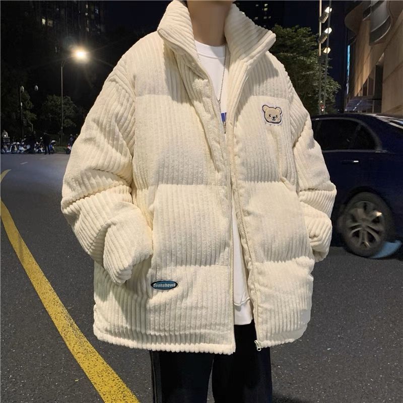 波登司羽绒服白鸭绒新款爆款灯芯绒男款刺绣小熊季外套加加厚潮牌