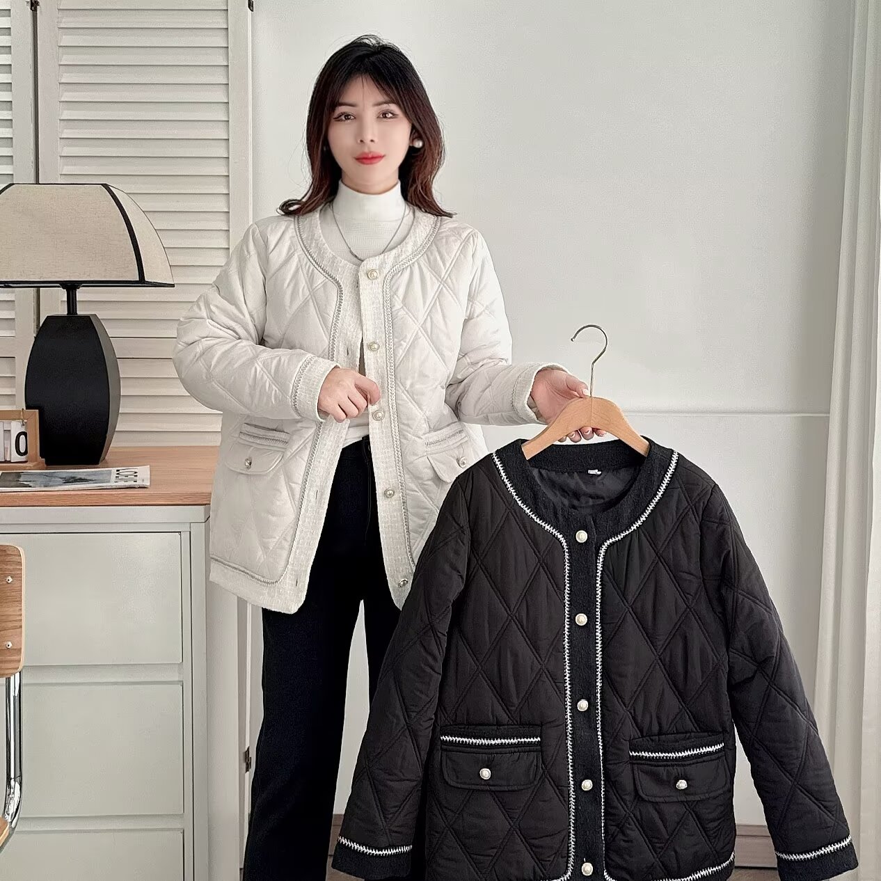 【莘莘大码】冬季新款时尚百搭休闲洋气小香风棉衣外套女